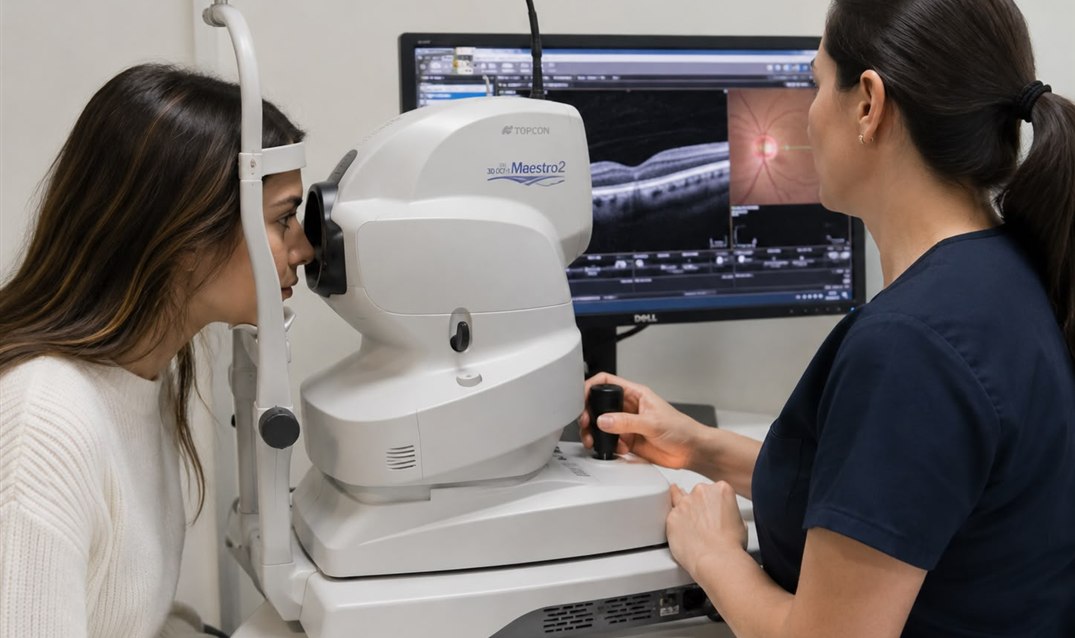 Tomografia de Coerência Óptica Exame de tomografia de coerência óptica (OCT) na Raro Clínica da Visão